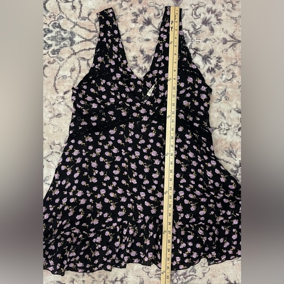 Free People Let It Happen Mini Slip Babydoll Dress Floral Back Purple Size XS - Picture 8 of 10